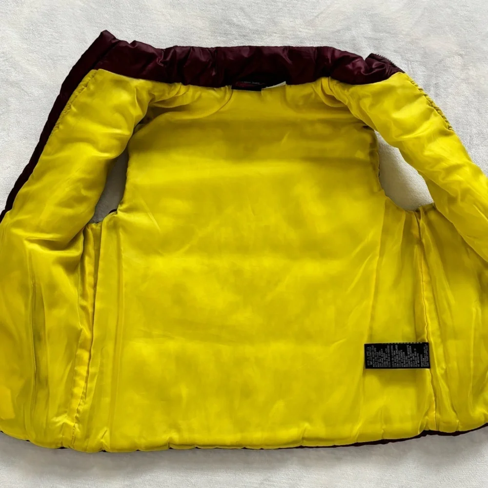 Calvin Klein Jeans Kid’s Vest Burgundy Yellow Sleeveless Unisex Puffer Size T6